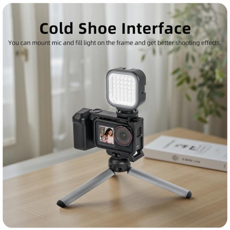 Ergonomic Grip Handle Cage For Action 5pro/4/3 Action Cameras Featuring Cold Shoe Mount Built In Shutter Button