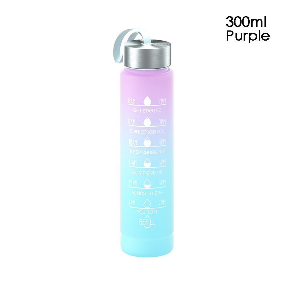 

Спортивные бутылки для воды из пищевого пластика без содержания бисфенола А большой емкости с отметкой времени для мотивирующего питья для спортзала, фитнеса, кемпинга, пешего туризма. 300ml фиолетовый