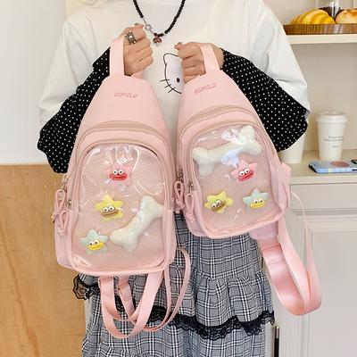 Japanese Transparent Pain Bag Ins Wind Sweet and Cute Breast Bag Lightweight Junior High School Student Satchel Student Small Backpack Tide