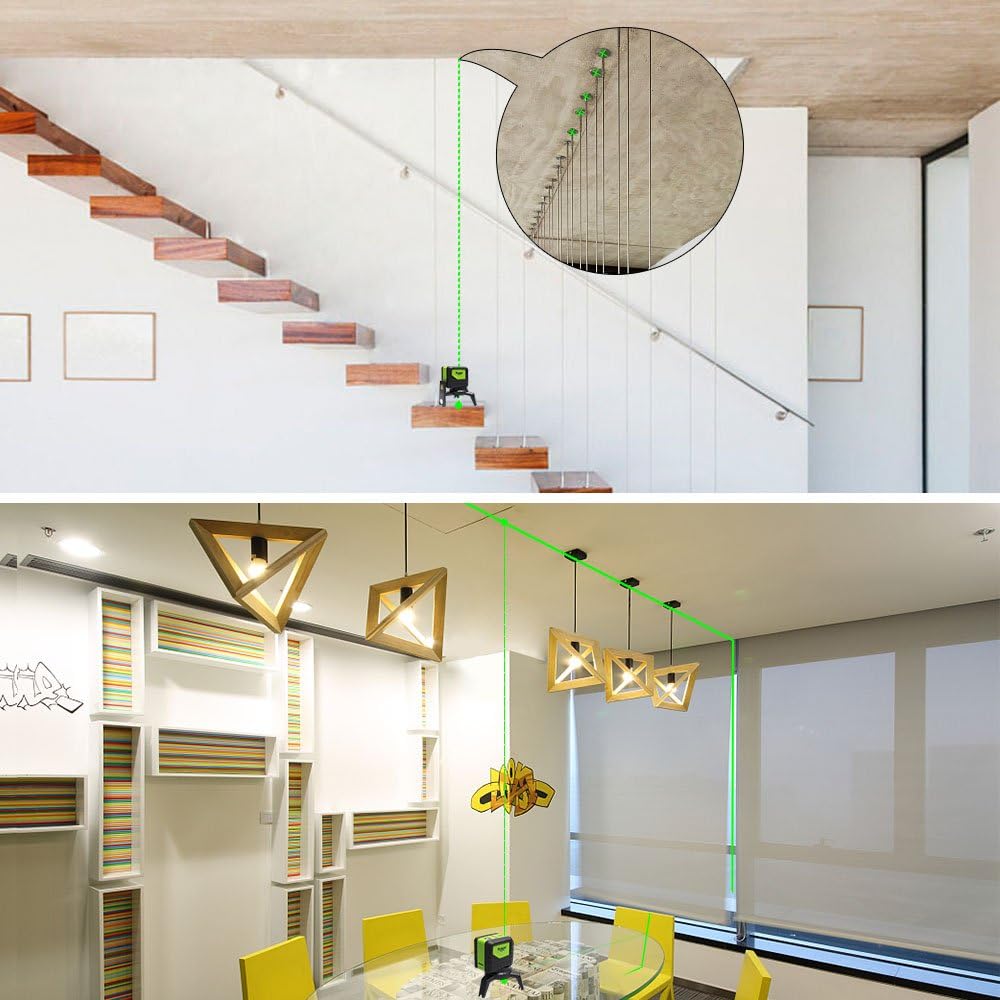 Huepar 9211CG Green Laser Green Cross Line Laser with Automatic High Line Beam Ground 2 2 Points 2-Line Level, 2-Point Leveling, Brightness, 110° &