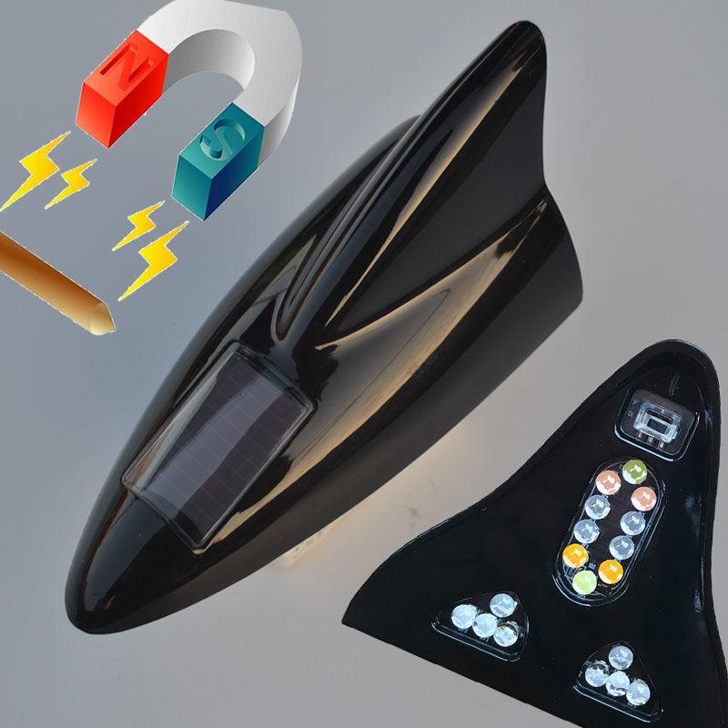 Colorful Shark Fin Solar-Powered Car Roof Antenna Light with Magnetic Tail Wing