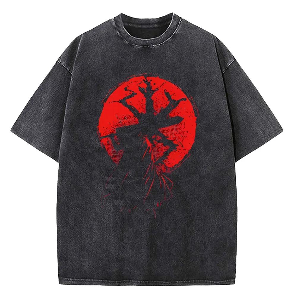 2026 Anime Berserk Guts Graphic Printed Tee Men Women Vintage Washed Casual Tshirts High Quality Cotton T Shirt Harajuku Male T-shirt