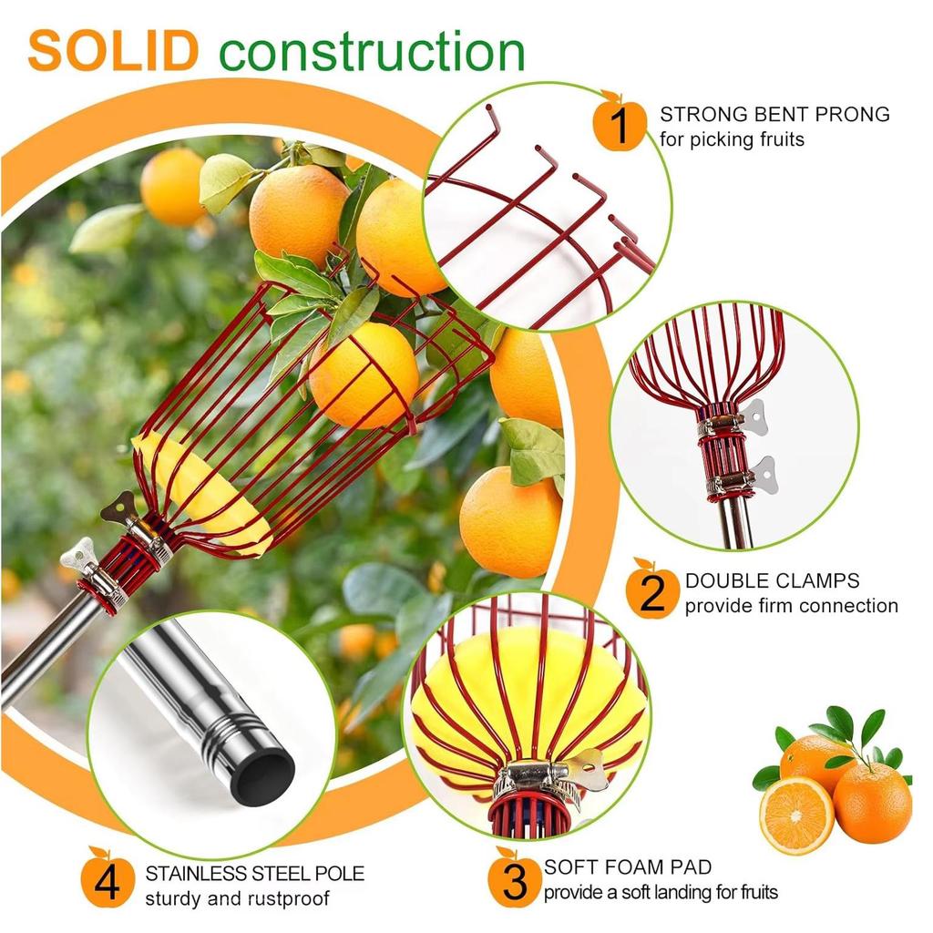 Stainless Steel High-Altitude Fruit Picking Basket Tool