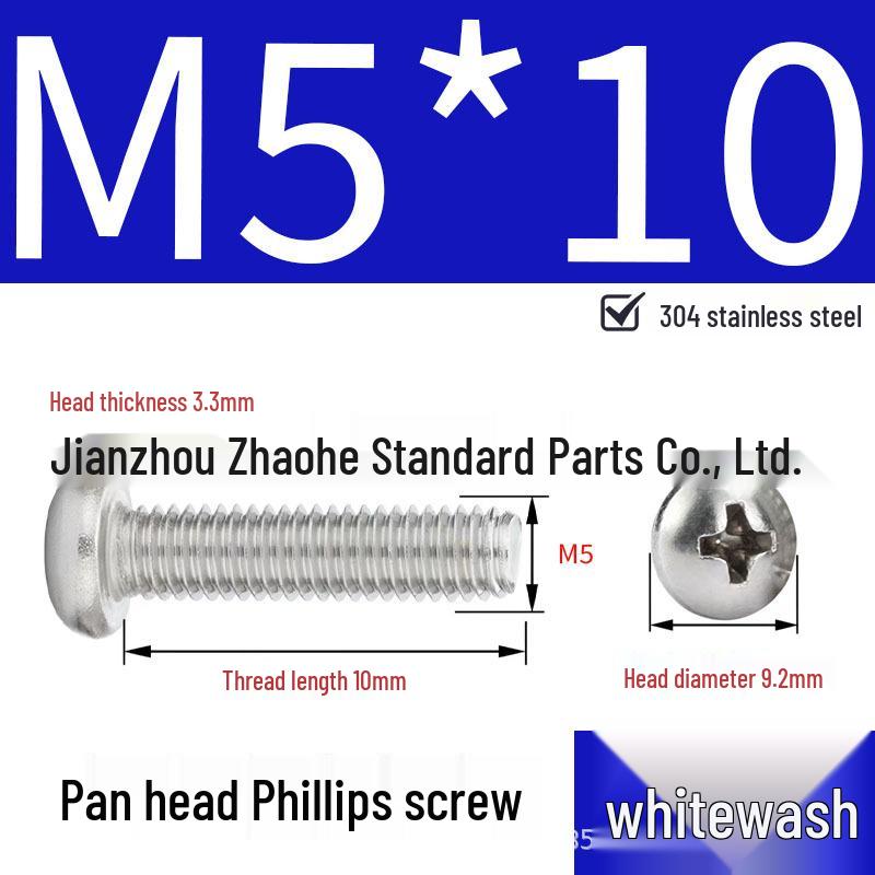 304 Stainless Steel Phillips Pan Head Machine Screw