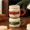 Retro Ceramic Cup with Lid Mug Souvenir Gift Cup National Trend Ins Flower Water Cup Girls Household Cup