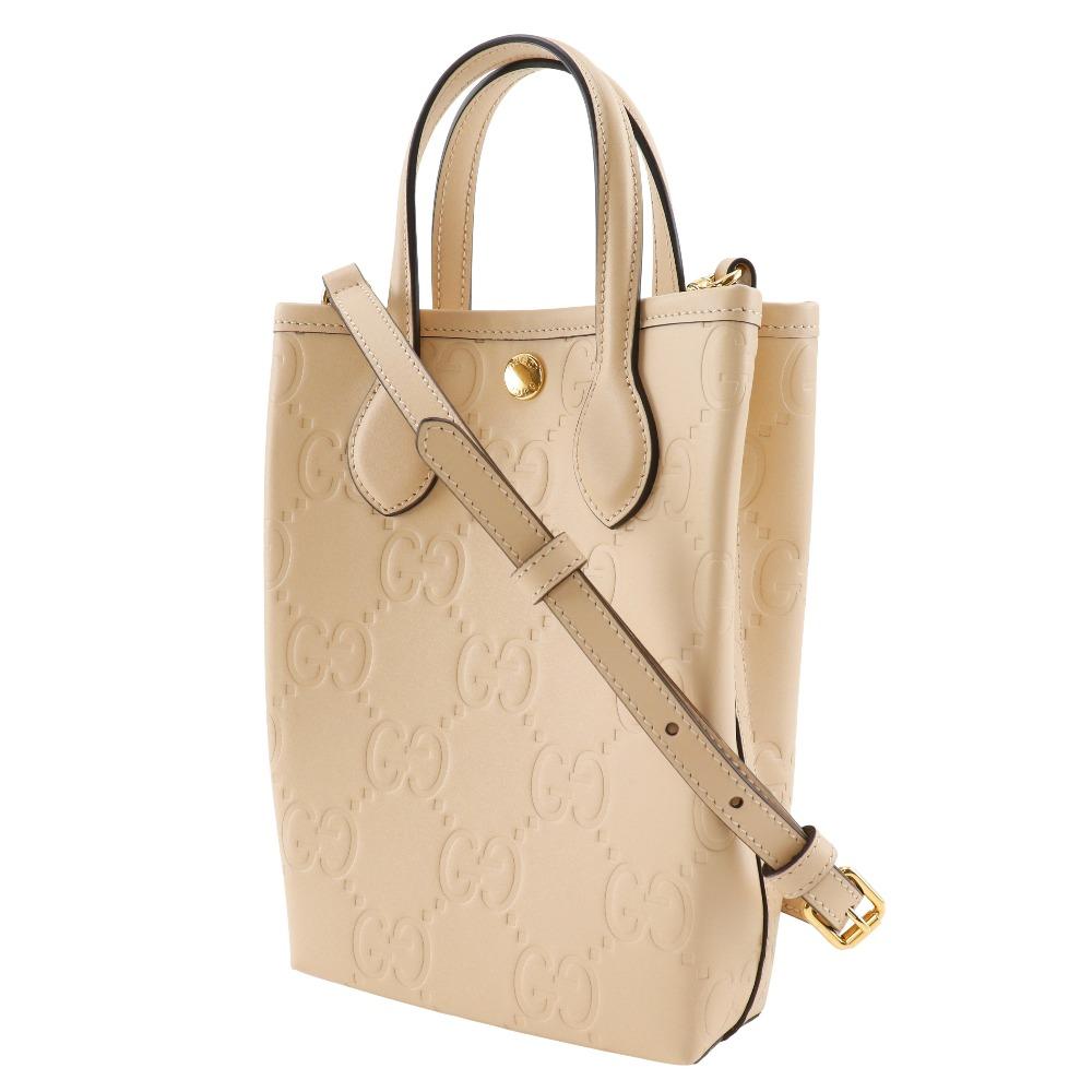 Gucci Super Mini Bag Handbag 790133 2WAYShoulder Jumbo GG Beige Leather Women Used