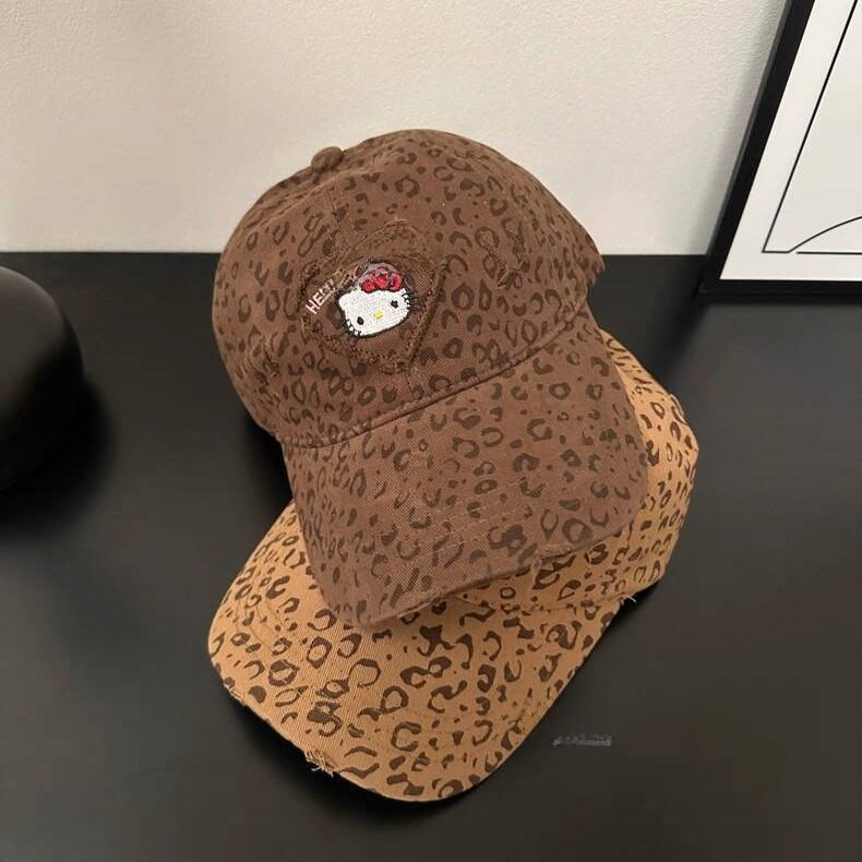 Cat Leopard Print Embroidered Baseball Cap With Adjustable Fit For Summer Sun Protection