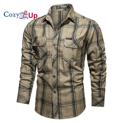 Cozy Up pánské 100% bavlněné kostkované ležérní košile na knoflíky s více kapsami