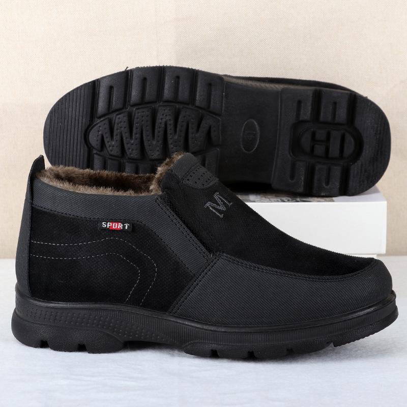Herren Winter Freizeitschuhe Dicke Sohle Rutschfeste Plüsch Samt Fell Schuhe Stiefeletten Für Männer Winterschuhe Outdoor Schneestiefel Schlupfschuhe