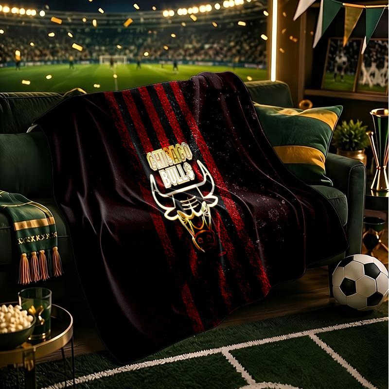 Coperta Logo Chicago Bulls Coperta in Flanella Peluche per Divano Letto Regali per Uomini Donne Coperta da Viaggio Picnic Regali di Natale per Fan