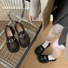 Black retro loafer small leather shoes women's 2025 autumn new platform British style thick heel skirt Mary Jane single shoes