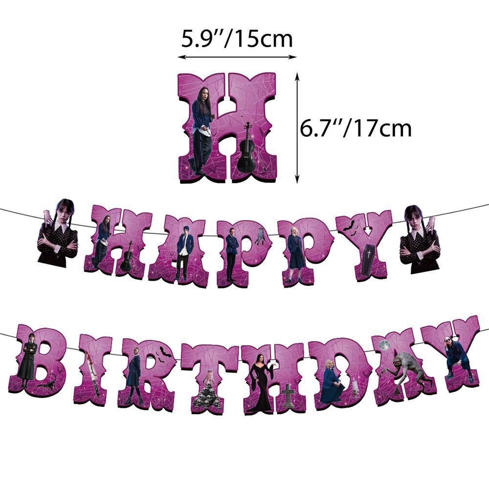 Le Decorazioni per la Festa di Compleanno di Mercoledì Addams includono Topper per Torta, Striscione con Palloncini