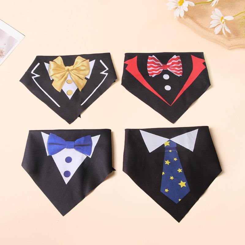 Gentleman Dog Bandana Handsome Bow Tie Pet Accessories for Small Medium Large Dogs Adjustable Tuxedo Collar Dog Necktie