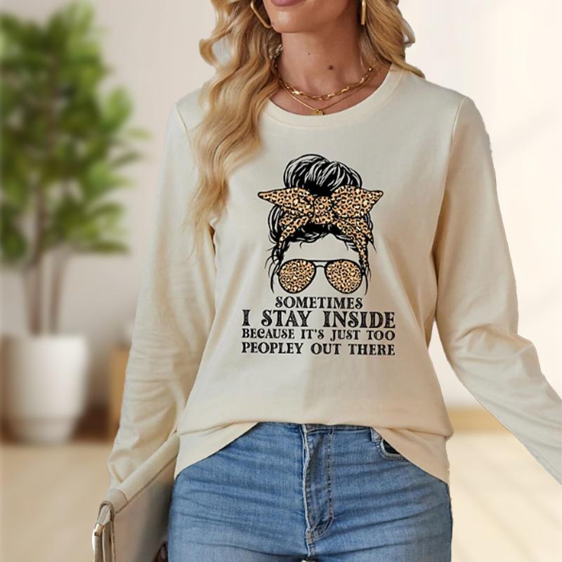 

Топы для женщин с принтом в виде галстука-бабочки и круглым вырезом, футболка с длинным рукавом, осенний повседневный тонкий пуловер, женский топ с длинным рукавом 8XL бежевый