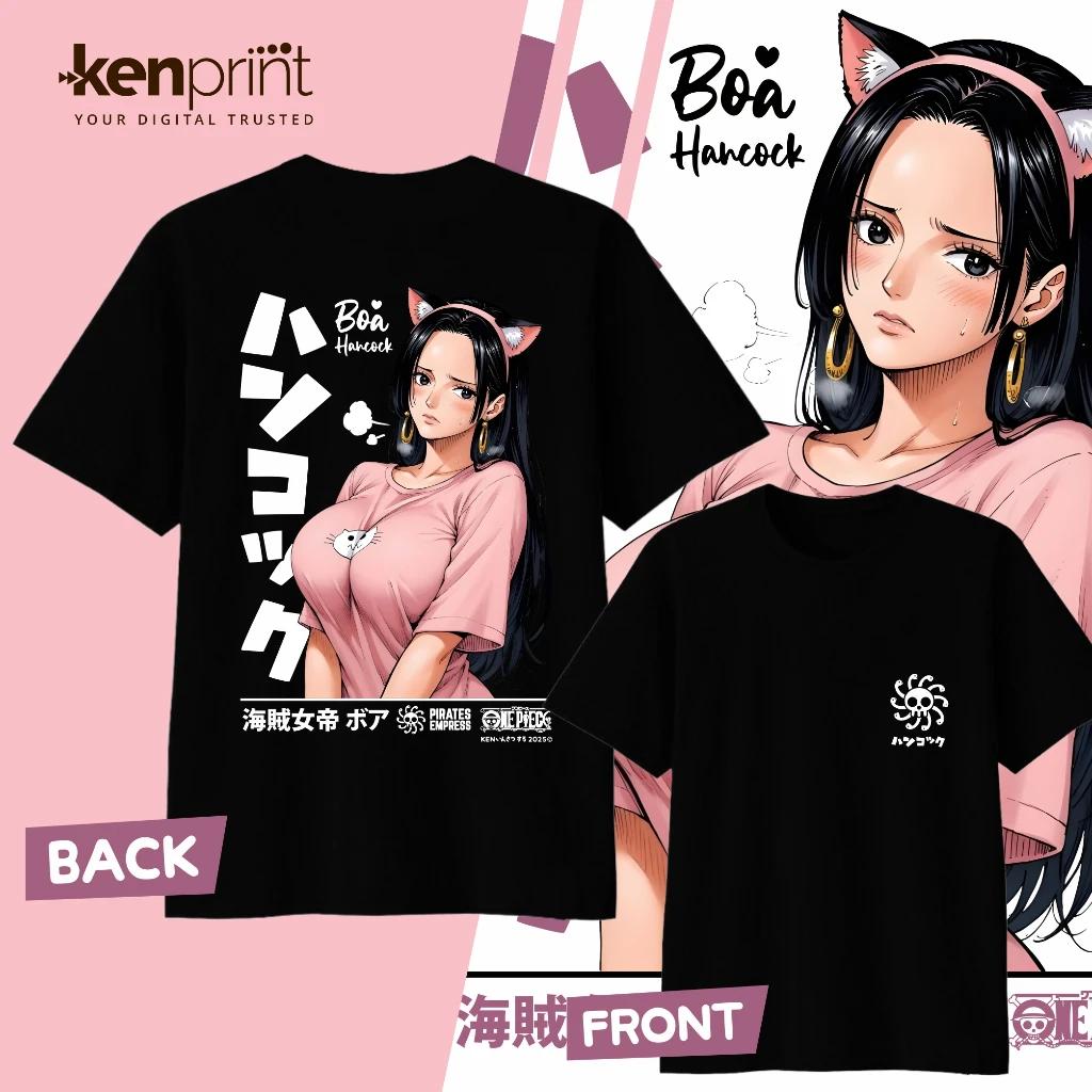 Anime One Piece Boa Hancock Baumwoll-T-Shirt 2026 Sommer Mode für Herren und Damen Lässiges Kurzarm-T-Shirt Streetwear Unisex