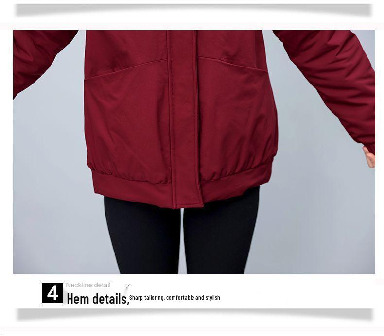 Plus Size Velvet Thick Cotton Padded Winter Jacket - Slim Fit, Warm, Versatile, Fashionable 2025