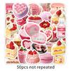 50pcs/set Ins Korean Cake Scrapbook Sticker Pink Color Dessert Series Journal Sticker Cute DIY Decor Laptop Stationery Sticker
