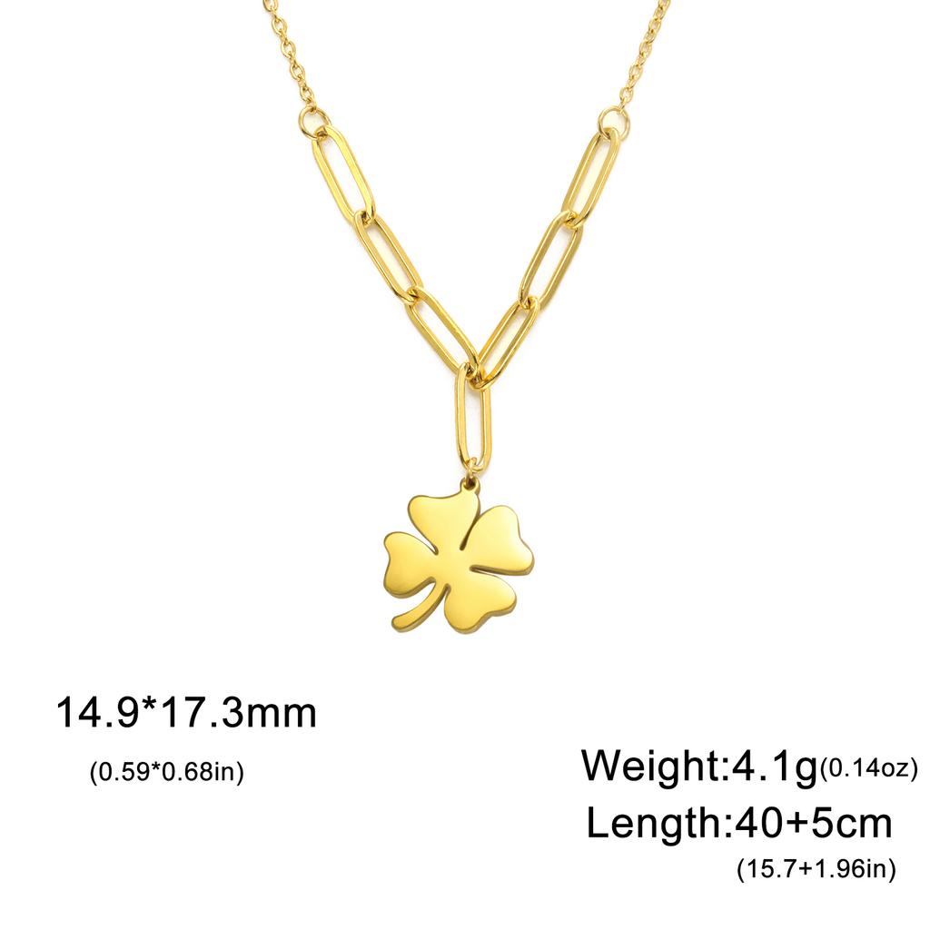 Cazador 2025 Lucky Clover Pendant Necklace Stainless Steel Gold Color Double Layer Chain Necklaces for Women Girls Jewelry Gift