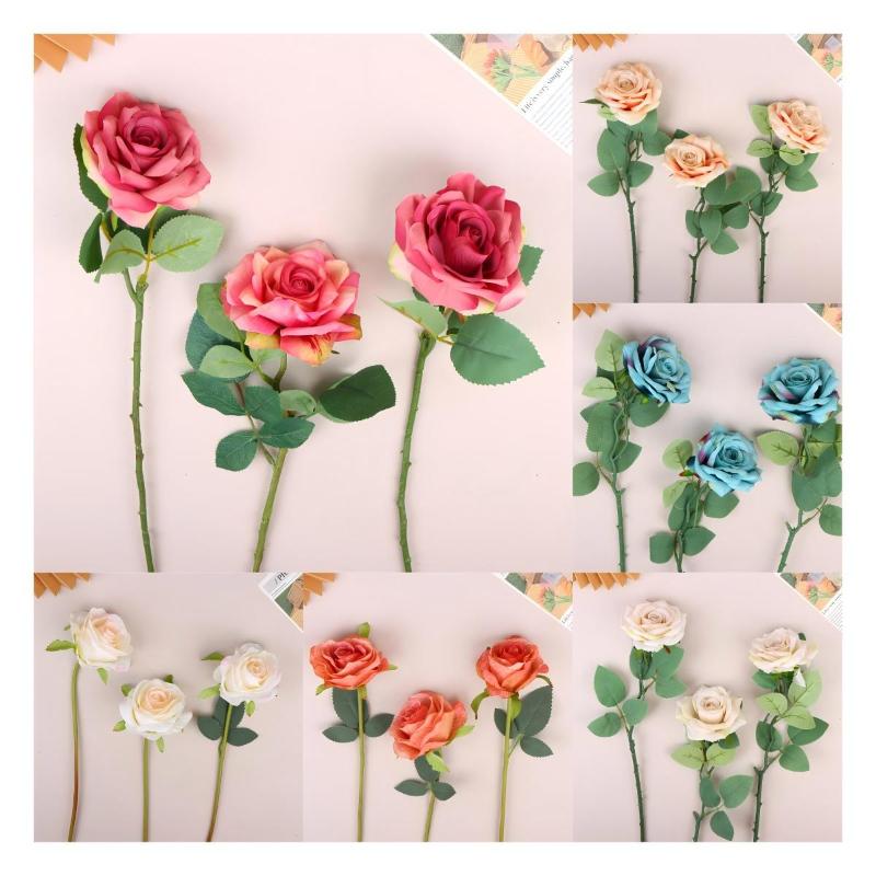 3Pcs Artificial Rose Flower Single Stem Fake Rose For Proposal Wedding Bouquet Home Party Table Centerpiece Decoration