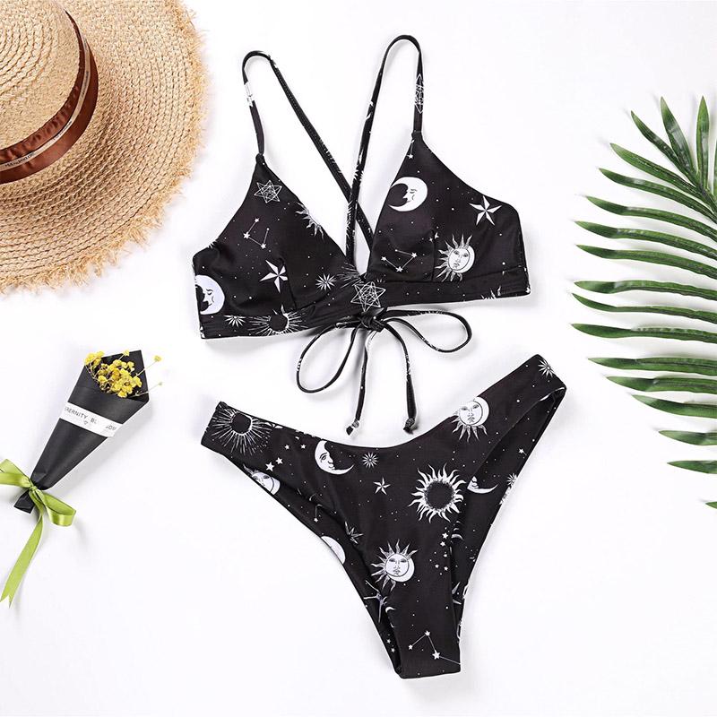 

Sunflower Printed Bikini Set Sexy Swimwear Women 2025 Mujer Push Up Padded Biquini Bathers Bandage Bathing Suit Swimsuit Bikini S