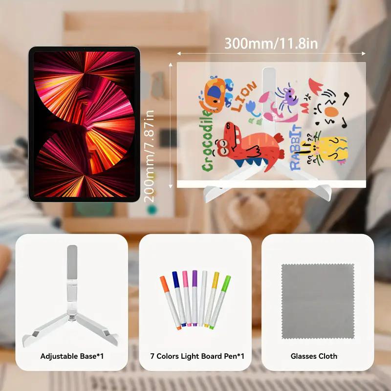 LED Note Board Night Light With Colorful 7 Pens DIY Acrylic Message Board Erasable Painting Drawing Board For Kids Birthday Gift