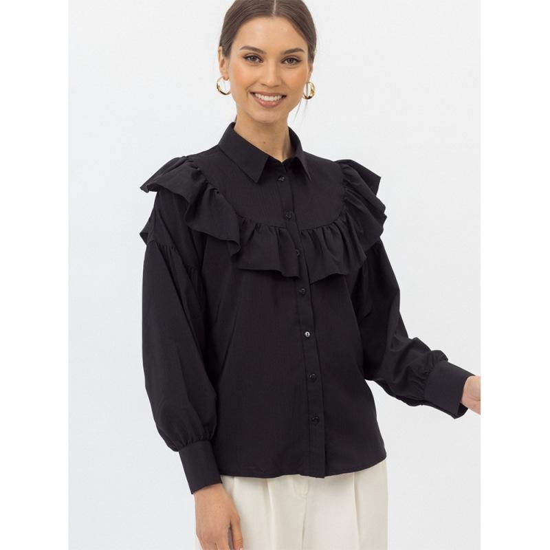 

Женская простая хлопковая рубашка поло Tooxika с оборками и воротником S