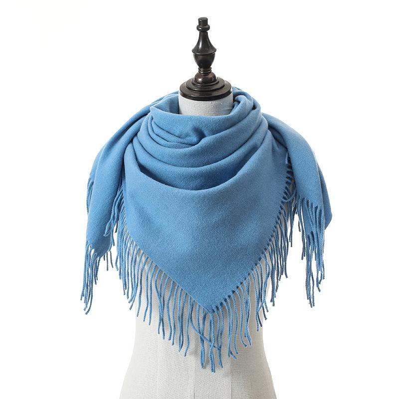New Solid Color Wool Square Scarf Women's Imitation Cashmere Autumn and Winter Warm Scarf Cashmere Shawl