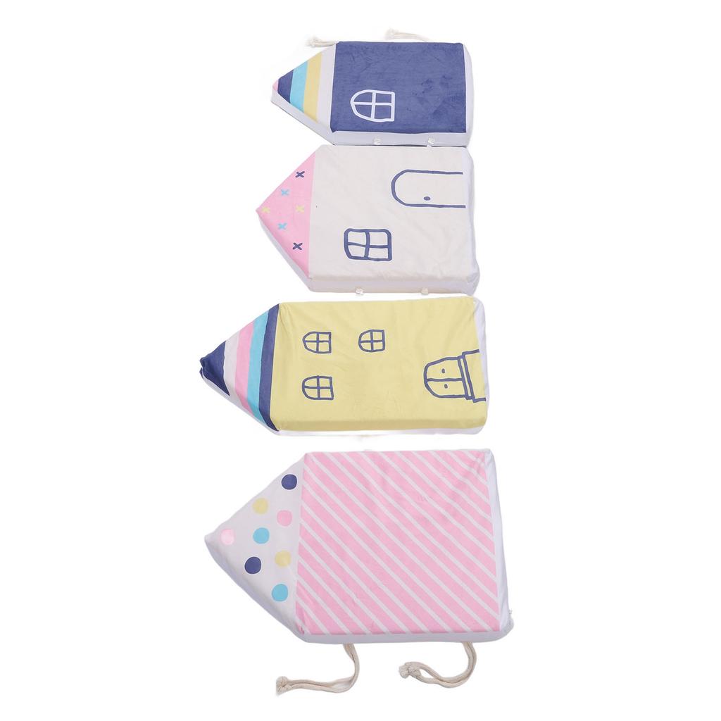 4pcs House Shape Baby Bed Bumper Cartoon Anti Collision Bed Surrounder Detachable Washable Baby Bed