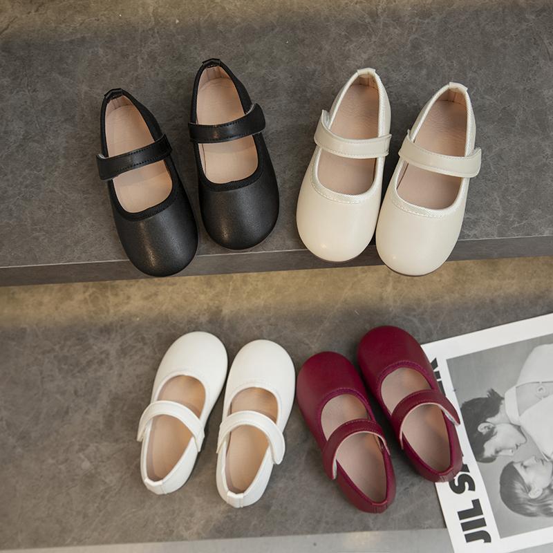 Children Clothing Yulin-001 Girls Light Little 'S Mary Janes Soft Leather Plain Design Autumn Children Princess Shoes Round Toe Daily 21-30 Toddler Kids Flats Cm