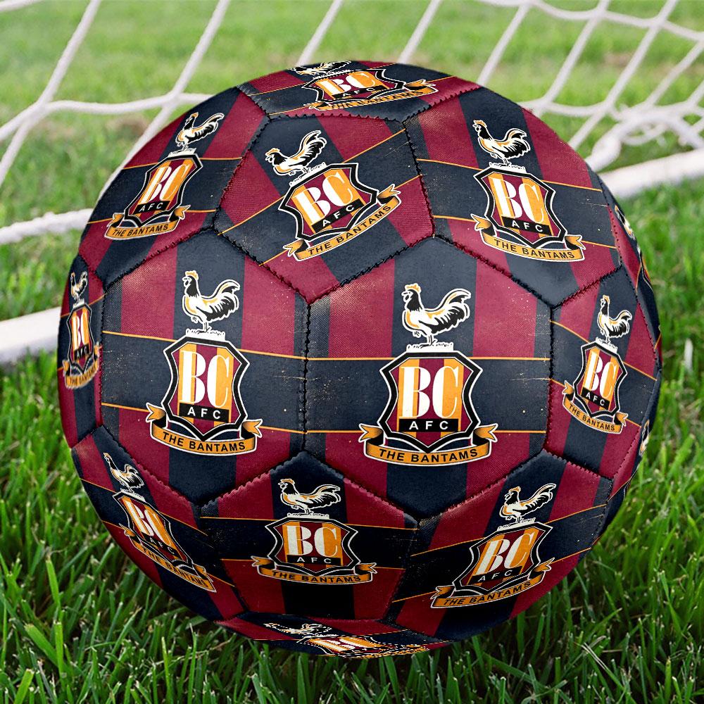 Bradford City AFC Print Size 5 Soccer Ball, Standard Match Football for Sports Game and Team Practice, Ideal Gift for Soccer Fans