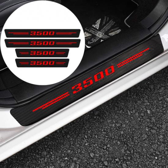 4x For Dodge Ram 3500 Red Carbon Fiber Leather Door Sill Plate Cover Protectors