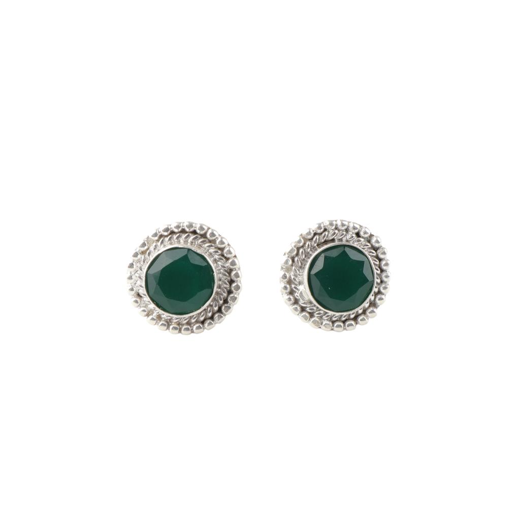 Green Onyx Gemstone 925 Sterling Silver Jewelry Handmade Studs 0.5" Gift For Her EE-128-5