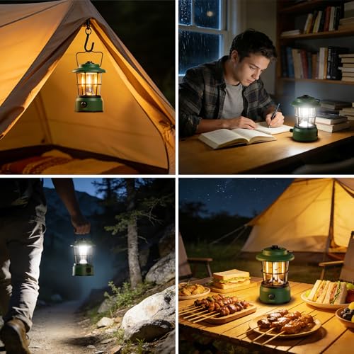 Lepro Lantern, USB Rechargeable, Retro LED Lantern, Stylish Camping Lantern with Antique Style, Solo Camping [High Brightness, Daylight/Warm White Swi