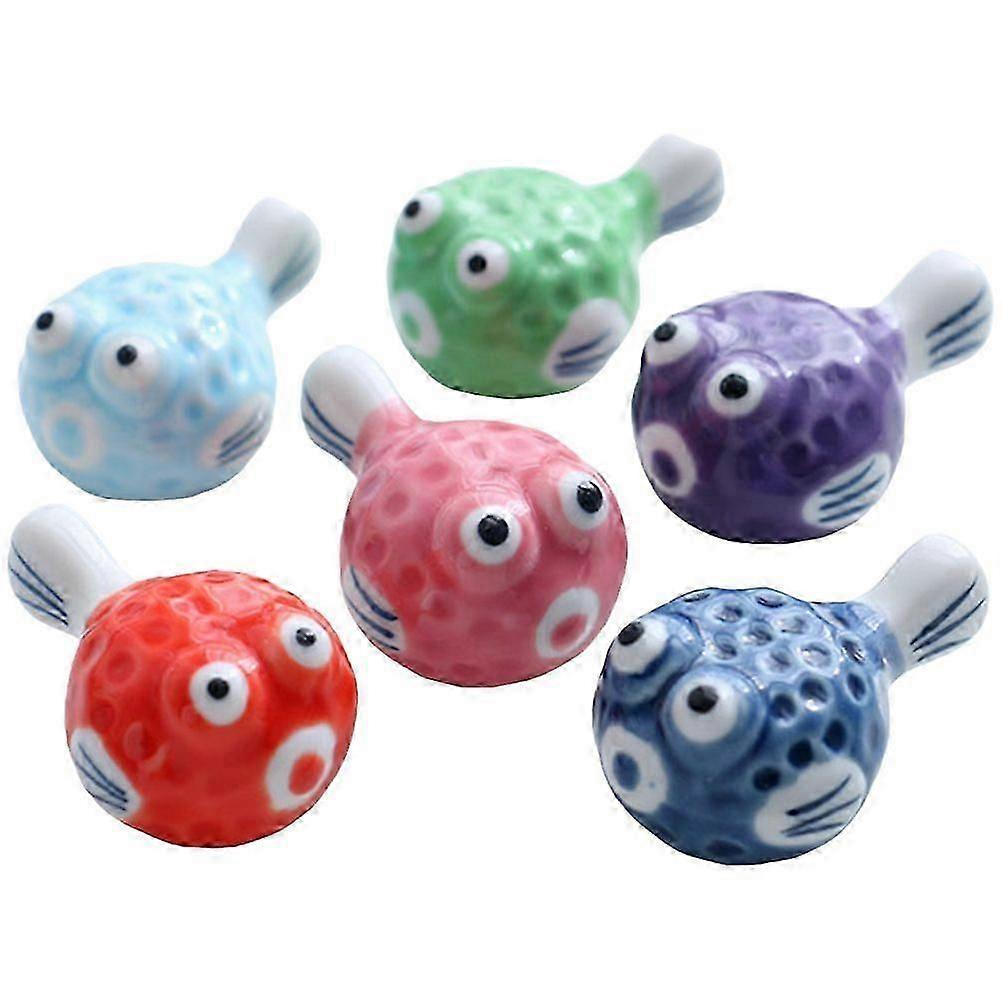 6pcs Puffer Shape Ceramic Chopsticks Rack Holder Dining Room Chopsticks Rest