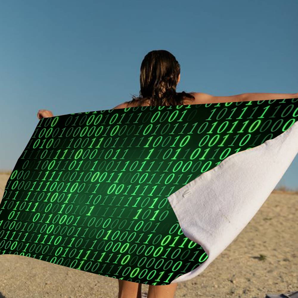 Binary Code The Matrix Program Chart Game Microfiber Blanket Quick Drying Beach Towels Oversized Printing Super Absorbent Pool
