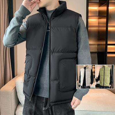 Stand Collar Vest Men's Autumn and Winter New Trendy Loose Workwear Waistcoat Warm Cotton Clothing Green Fashionable Versatile Jacket