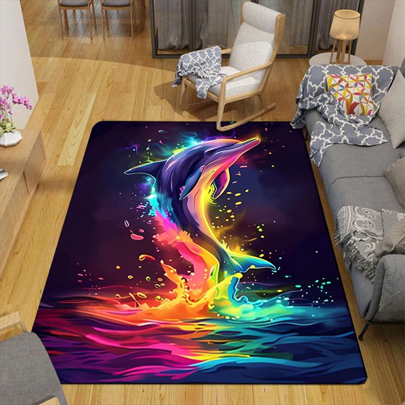 Colorful Dolphin Rug Floor Mat for Living Room or Bedroom Soft and Comfortable Carpet a Gift for Birthday and Holiday.MFF0918539