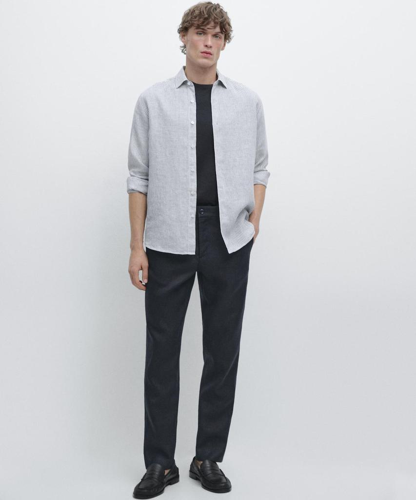 Masimodutti Tapered Fit Linen Pants