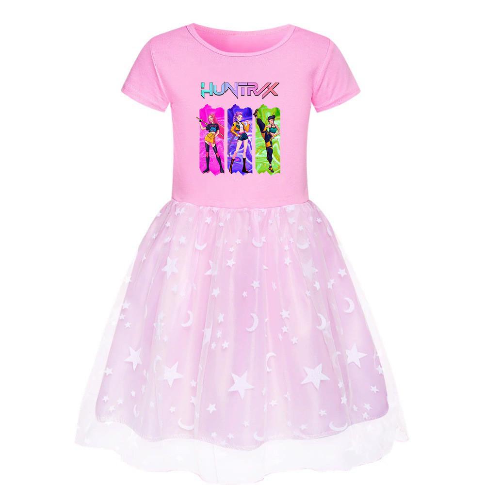 

4180 Kids Girls Rumi Zoey Mira Print Slim Fit Mesh Dress 110cm розовый