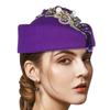 Crystal Flower Fascinator Hat for Teaparty Cocktail Party Women Flapper Costume Roleplay Stewardess Hat for Formal Event