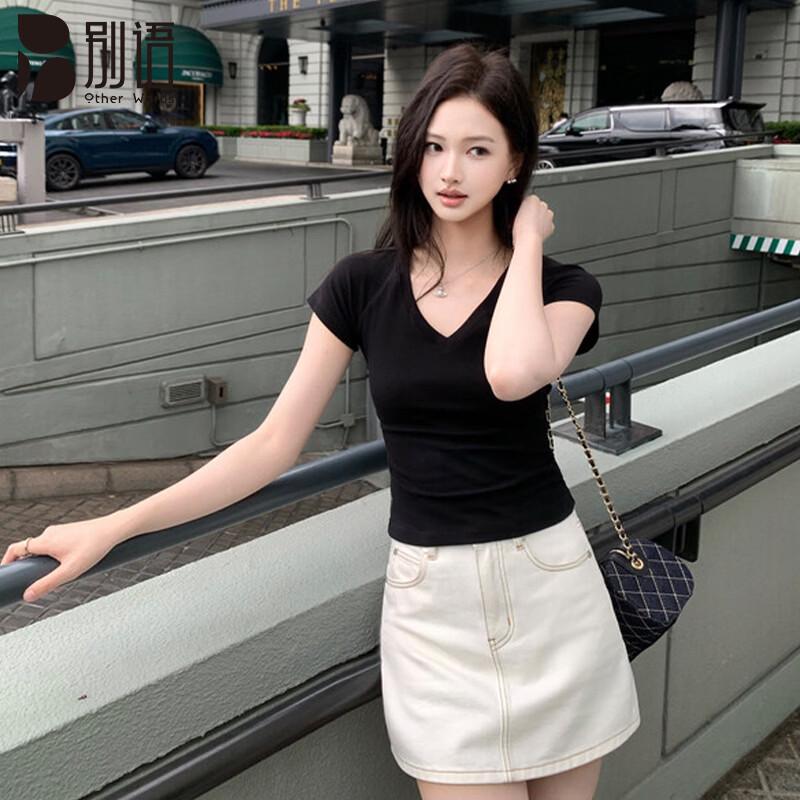 Women s V-Neck Cotton Blend Slim Fit T-Shirt S