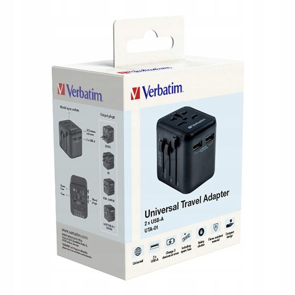 Adapter podróżny Verbatim UTA-01 globalny 2xUSB 12W