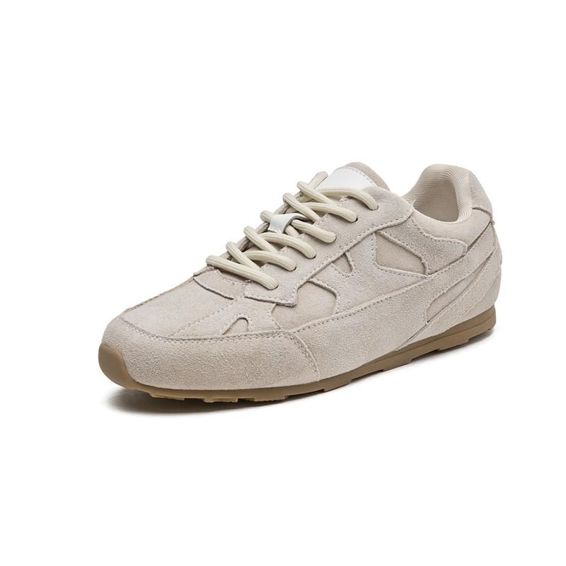 

Модная женская обувь для тренировок AIYUQI 2025 Новые кроссовки на плоской подошве со шнуровкой Женская модная нескользящая обувь для бега и повседневной носки 35 бежевый