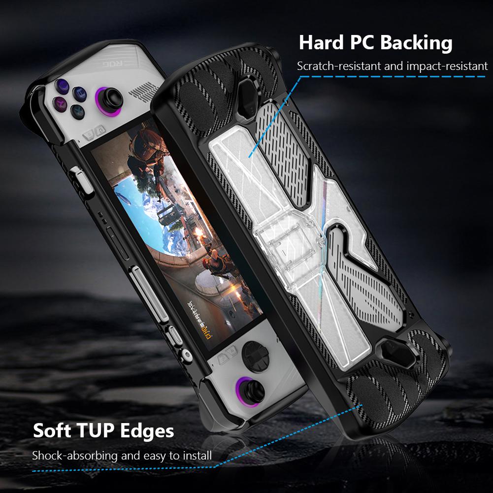 Console Cover TPU PC Game Console Full Cover with Bracket Shockproof Replacement Accessories for Asus Rog Ally