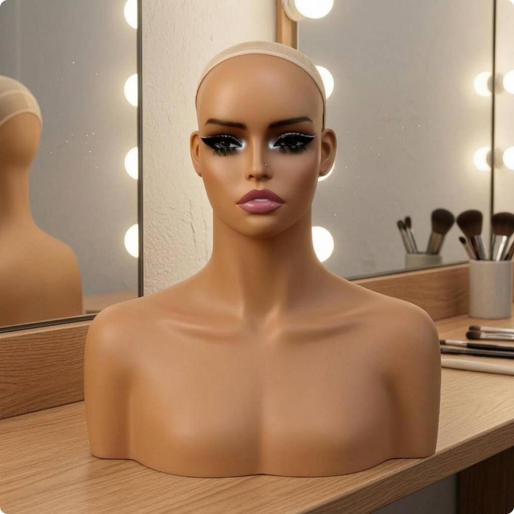 Mannequin Head with Shoulders Toned Hairpiece display Bust Smooth