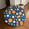 Sports Ball & Star Pattern Automatic Opening/Closing Umbrella - Portable Tri-Fold Design, 8-Rib Iron Frame Outdoor Umbrella, Ideal Gift for