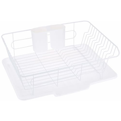 Pearl Metal Dish Drainer with Draining Tray, White, Vertical Storage, Ardeo HB-4593