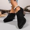 Fashion Pointed Toe Chunky Heel Ankle Boots for Women 2025 New British Style Black Dress Shoes Woman Fashion PU Leather Chelsea Boots