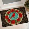 1pc Flannel Mat, Cardinal Red Rose Bird Bath Tub Pattern Non-Slip Absorbent Mat, Entrance Door Mat Bathroom Kitchen Home Decor Foot Mat