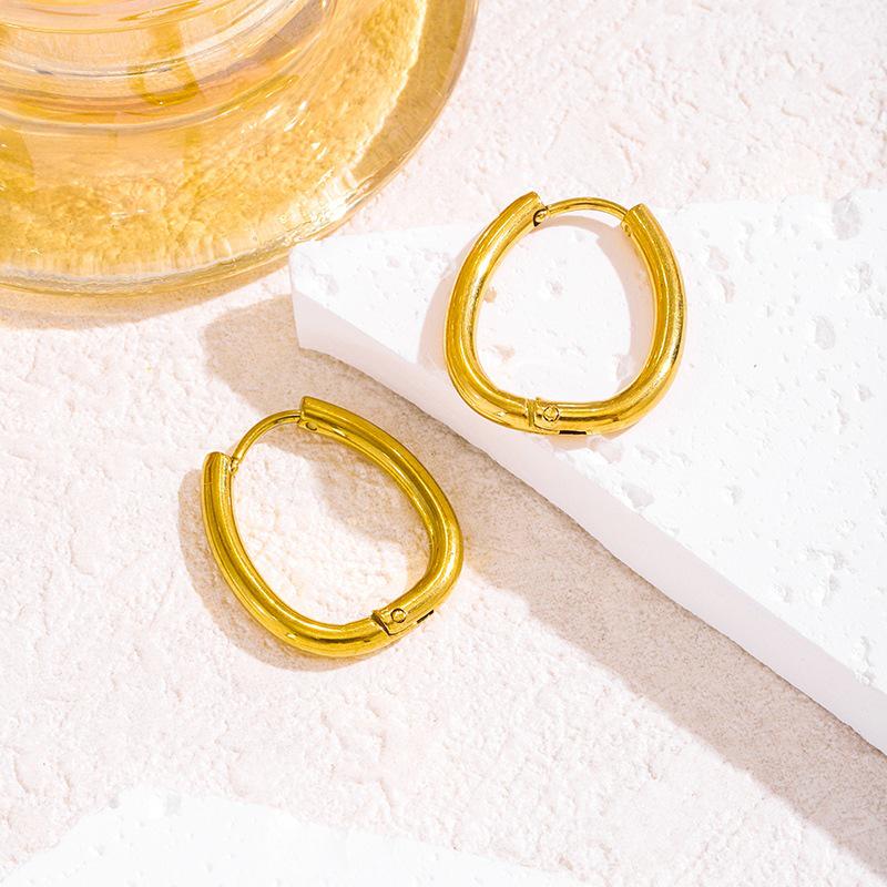 High-End French Retro Titanium Steel Hoop and Stud Earrings for Women